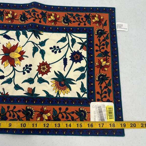 Noble Excellence Set of 6 Placemat Indian Floral Terracotta Navy 100% Cotton - Picture 4 of 9